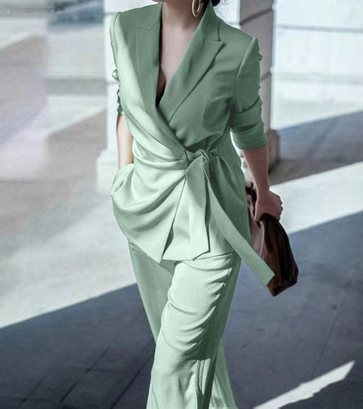 Solenne - Tailored Wide-Leg Two-Piece Set