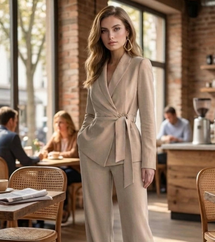 Solenne - Tailored Wide-Leg Two-Piece Set