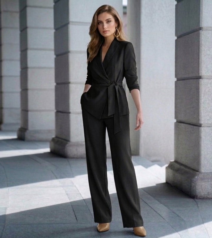 Solenne - Tailored Wide-Leg Two-Piece Set
