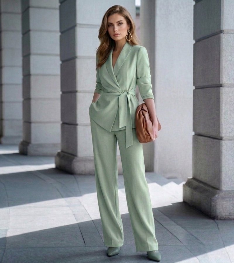Solenne - Tailored Wide-Leg Two-Piece Set